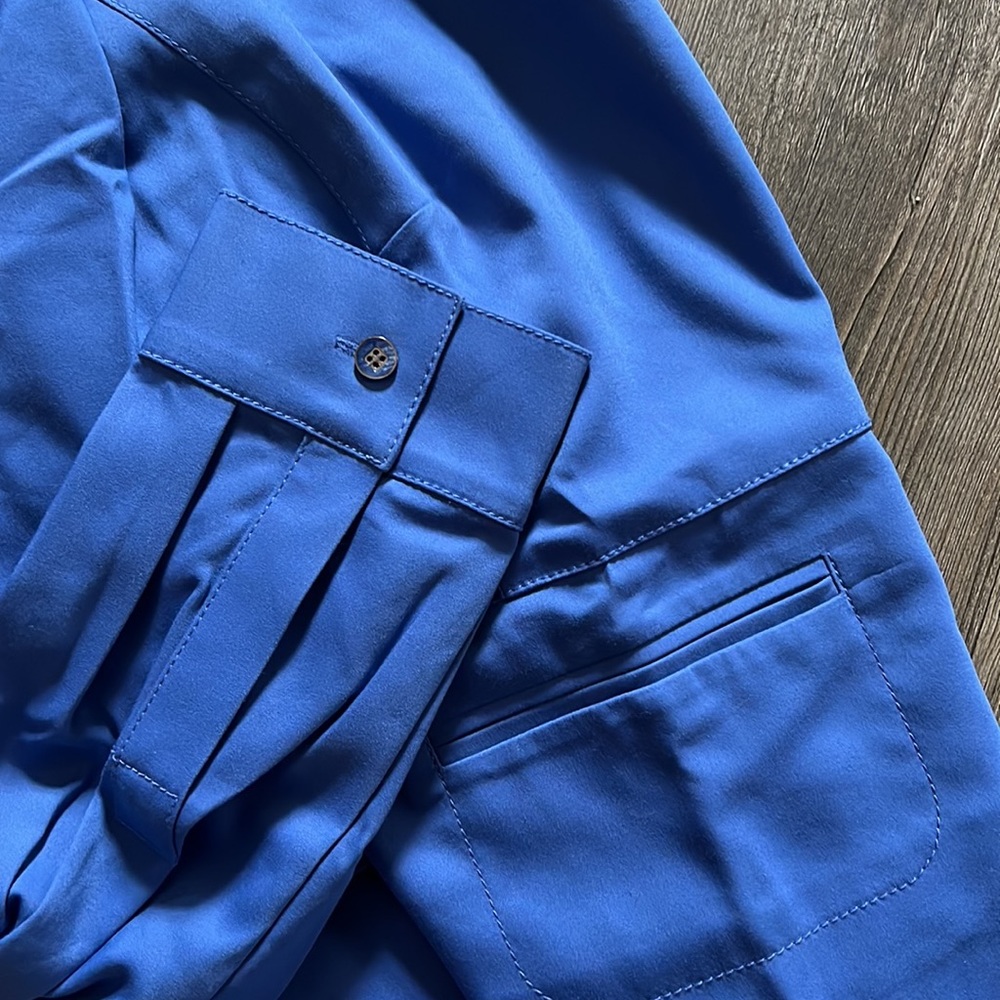 NWT Carlisle women's long sleeve button front blue blouse jacket Size 14 - Picture 12 of 13